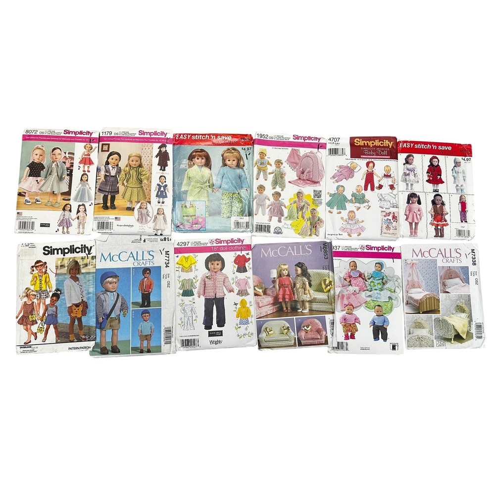 Lot of 12 Simplicity McCalls 18 Inch Doll Clothes Furniture Sewing Patterns Lot5